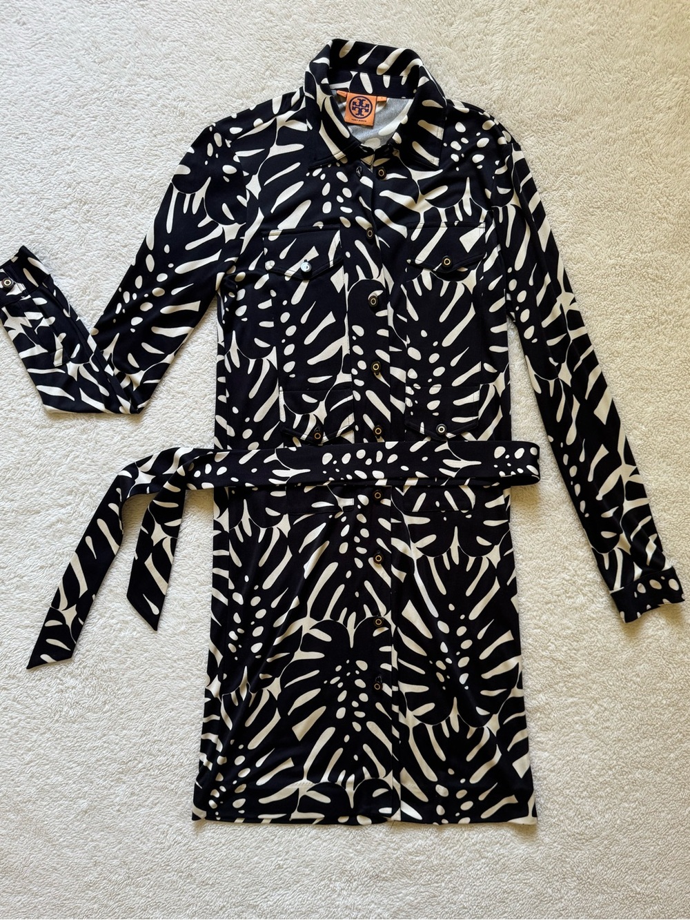 Tory Burch printed silk shirtdress size Small